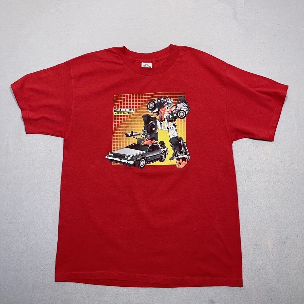 Time Traveller Marty McPrime Shirt Men Large Red Graphic Tee Back to the Future